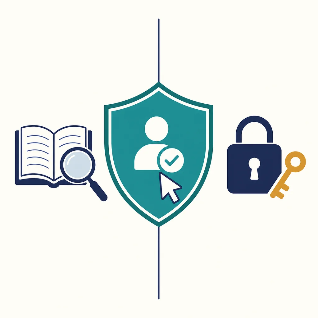Editorial diagram showing a permission boundary between public research and sensitive accounts